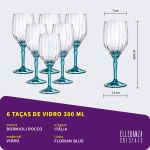Taça de Vidro Bormioli Rocco Para Vinho 380 ml Florian Blue 6 Peças