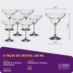 Taça De Cristal Bohemia Para Margarita 260 ml Bar 6 Peças
