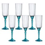 Taça de Vidro Bormioli Rocco Para Champanhe 210 ml Florian Blue 6 Peças