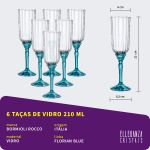 Taça de Vidro Bormioli Rocco Para Champanhe 210 ml Florian Blue 6 Peças