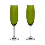 Taça de Cristal Bohemia Para Champanhe 220 ml Verde Colibri 2 Peças