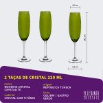 Taça de Cristal Bohemia Para Champanhe 220 ml Verde Colibri 2 Peças