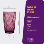 Copo Alto De Vidro Bormioli Rocco 470 ml Lilás Diamond 1 Peça