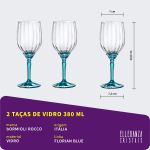 Taça de Vidro Bormioli Rocco Para Vinho 380 ml Florian Blue 2 Peças