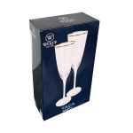 Taça de Vidro Wolff Para Champanhe 300 ml Borda Dourada Lines 2 Peças