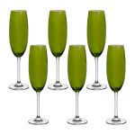 Taça de Cristal Bohemia Para Champanhe 220 ml Verde Colibri 6 Peças