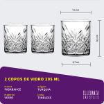 Copo Baixo De Vidro Pasabahçe 205 ml Timeless 2 Peças