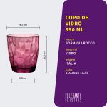 Copo Baixo De Vidro Bormioli Rocco 390 ml Lilás Diamond 1 Peça