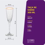 Taça de Vidro Wolff Para Champanhe 300 ml Borda Dourada Lines 1 Peça