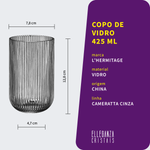 Copo de Vidro L'Hermitage Cinza 425 ml Cameratta 1 Peça
