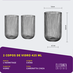 Copo de Vidro L'Hermitage Cinza 425 ml Cameratta 2 Peças