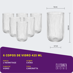 Copo de Vidro L'Hermitage 425 ml Cameratta 6 Peças