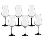 Taça de Cristal Bohemia Para Vinho 550 ml Preta Sandra 6 Peças