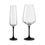 Taças De Cristal Bohemia Para Champanhe e Vinho Sandra Preta 12 Peças
