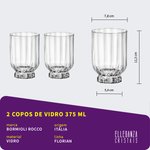 Jogo com 2 Copos Baixos De Vidro 375 ml Florian Bormioli Rocco