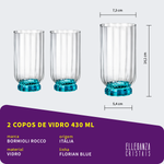 Jogo com 2 Copos De Vidro 430 ml Florian Blue Bormioli Rocco