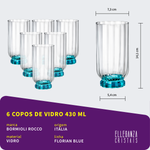 Jogo com 6 Copos De Vidro 430 ml Florian Blue Bormioli Rocco