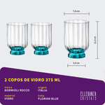 Jogo com 2 Copos Baixos De Vidro 375 ml Florian Blue Bormioli Rocco