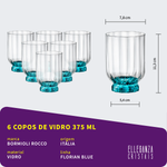 Jogo com 6 Copos Baixos De Vidro 375 ml Florian Blue Bormioli Rocco
