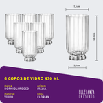 Copo De Vidro Bormioli Rocco 430 ml Florian 6 Peças