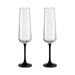 Taça de Cristal Bohemia Para Champanhe 200 ml Preta Sandra 2 Peças