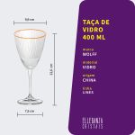 Taça de Vidro Wolff Para Vinho 400 ml Borda Dourada Lines 1 Peça