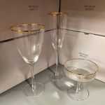 Taça de Vidro Wolff Para Vinho 400 ml Borda Dourada Lines 1 Peça