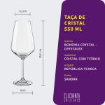 Taça de Cristal Bohemia Para Vinho 550 ml Sandra 2 Peças