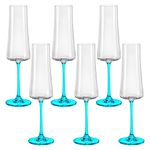 Taça de Cristal Bohemia Para Champanhe 210 ml Ciano Xtra 6 Peças
