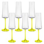 Taça de Cristal Bohemia Para Champanhe 210 ml Amarela Xtra 6 Peças