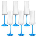 Taça de Cristal Bohemia Para Champanhe 210 ml Azul Xtra 6 Peças