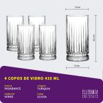Copo De Vidro Pasabahçe Para Água e Suco 435 ml Elysia 4 Peças