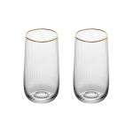 Copo Alto De Vidro Wolff 450 ml Borda Dourada Line 2 Peças