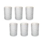 Copo Alto De Vidro Wolff 420 ml Borda Dourada Dots 6 Peças