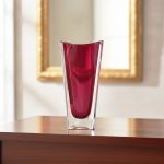 Vaso Decorativo de Cristal Ecológico Vermelho Linha Okinawa Bohemia