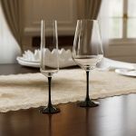 Taças De Cristal Bohemia Para Champanhe e Vinho Sandra Preta 12 Peças
