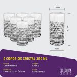 Jogo 6 Copos de Cristal Para Água ou Suco 350 ml Esplanada L'Hermitage