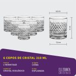 Jogo 6 Copos de Cristal Para Whisky 310 ml Esplanada L'Hermitage