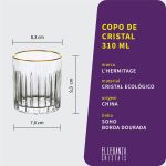 Copo Baixo de Cristal L'Hermitage Para Whisky 310 ml Soho Borda Dourada 1 Peça