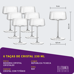 Taça Coupe de Cristal Bohemia 230 ml Ray 6 Peças