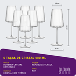 Taça de Cristal Bohemia 400 ml Ray 6 Peças