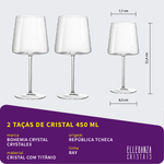 Taça de Cristal Bohemia Para Vinho 450 ml Ray 2 Peças