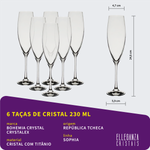Jogo 12 Taças De Cristal Para Champagne e Vinho Tinto Sophia Bohemia