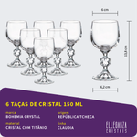Taça de Cristal Bohemia 150 ml Claudia 6 Peças