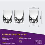 Jogo 2 Copos de Cristal Para Shot ou Tequila 60 ml Trio Bohemia