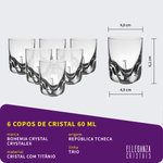 Jogo com 6 Copos de Cristal Para Shot ou Tequila 60 ml Trio Bohemia