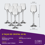 Jogo com 6 Taças de Cristal Para Licor 60 ml Ardea Bohemia