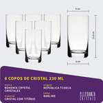 Jogo 6 Copos de Cristal Para Água ou Suco 230 ml Barline Bohemia