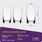 Jogo com 2 Copos De Cristal Para Água 230 ml Linha Barline Bohemia