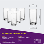 Copo De Cristal Bohemia Para Shot 60 ml Larus 6 Peças